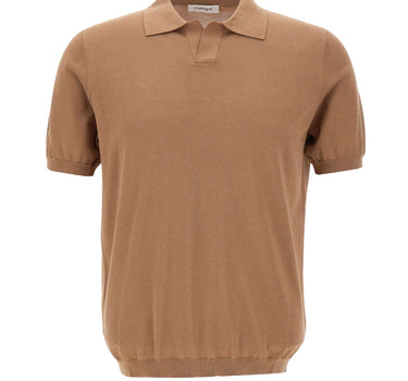 KANGRA Polo in misto seta e cotone BROWN Uomo 