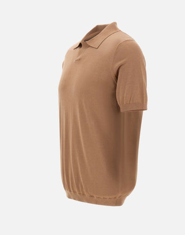 KANGRA Polo in misto seta e cotone BROWN Uomo 