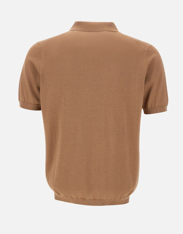 KANGRA Polo in misto seta e cotone BROWN Uomo 