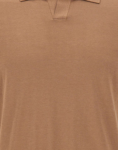 KANGRA Polo in misto seta e cotone BROWN Uomo 
