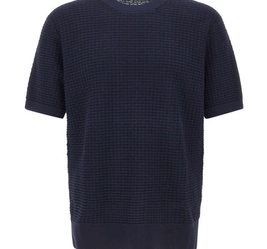 KANGRA Maglia girocollo in cotone punto alverare BLUE Uomo 
