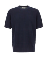 KANGRA Maglia girocollo in cotone punto alverare BLUE Uomo 