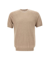 KANGRA Maglia a maniche corte in seta e cashmere BEIGE Uomo 
