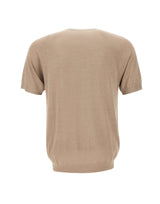KANGRA Maglia a maniche corte in seta e cashmere BEIGE Uomo 