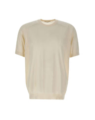 KANGRA Maglia a maniche corte in seta e cashmere WHITE Uomo 