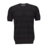 KANGRA Maglia in cotone con lavorazione a righe BLACK Uomo 