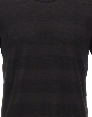 KANGRA Maglia in cotone con lavorazione a righe BLACK Uomo 