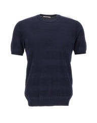 KANGRA Maglia in cotone con lavorazione a righe BLUE Uomo 