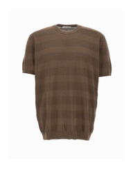 KANGRA Maglia in cotone con lavorazione a righe BROWN Uomo 