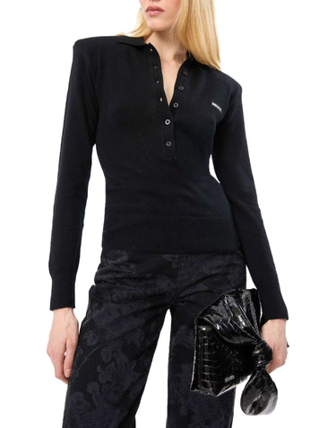 ROTATE Polo in lana a maniche lunghe BLACK Donna 
