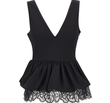ROTATE Top a peplo con scollo a V BLACK Donna 