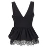 ROTATE Top a peplo con scollo a V BLACK Donna 