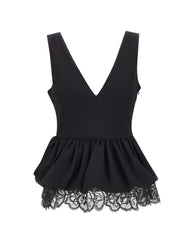 ROTATE Top a peplo con scollo a V BLACK Donna 