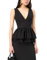 ROTATE Top a peplo con scollo a V BLACK Donna 