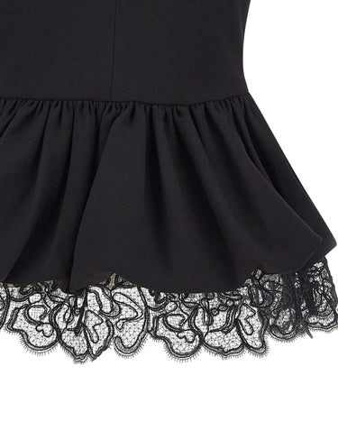 ROTATE Top a peplo con scollo a V BLACK Donna 