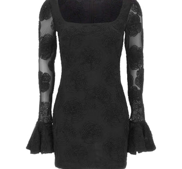 ROTATE Abito corto in rete con fiori BLACK Donna 