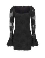 ROTATE Abito corto in rete con fiori BLACK Donna 