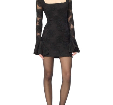 ROTATE Abito corto in rete con fiori BLACK Donna 