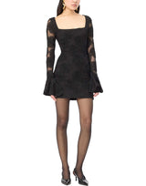 ROTATE Abito corto in rete con fiori BLACK Donna 