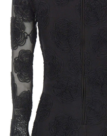 ROTATE Abito corto in rete con fiori BLACK Donna 