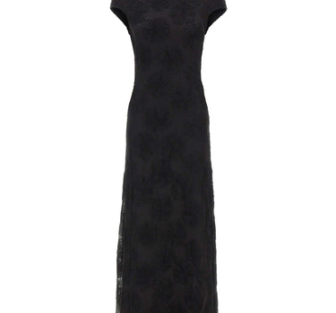 ROTATE Abito lungo a rete con fiori BLACK Donna 