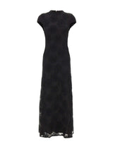 ROTATE Abito lungo a rete con fiori BLACK Donna 