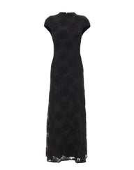 ROTATE Abito lungo a rete con fiori BLACK Donna 