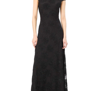 ROTATE Abito lungo a rete con fiori BLACK Donna 