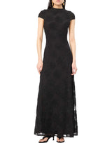 ROTATE Abito lungo a rete con fiori BLACK Donna 