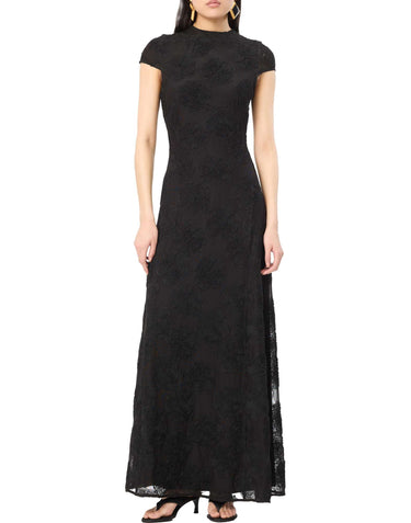 ROTATE Abito lungo a rete con fiori BLACK Donna 