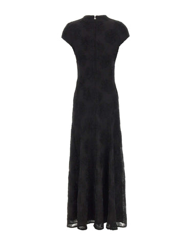 ROTATE Abito lungo a rete con fiori BLACK Donna 