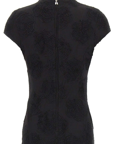 ROTATE Abito lungo a rete con fiori BLACK Donna 