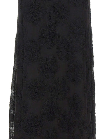 ROTATE Abito lungo a rete con fiori BLACK Donna 