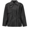 ROTATE Giacca in pelle con baschina BLACK Donna 
