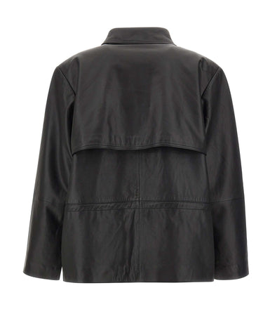 ROTATE Giacca in pelle con baschina BLACK Donna 