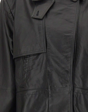 ROTATE Giacca in pelle con baschina BLACK Donna 