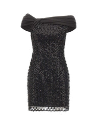 ROTATE Mini abito con paillettes BLACK Donna 