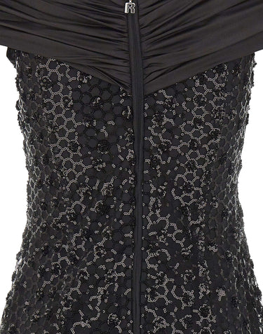 ROTATE Mini abito con paillettes BLACK Donna 