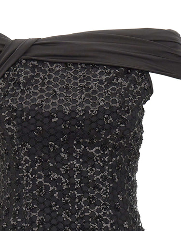 ROTATE Mini abito con paillettes BLACK Donna 