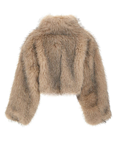ROTATE Giacca corta in ecopelliccia BEIGE Donna 
