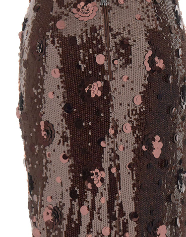 ROTATE Gonna midi con paillettes BROWN Donna 