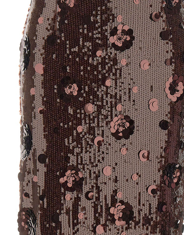ROTATE Gonna midi con paillettes BROWN Donna 