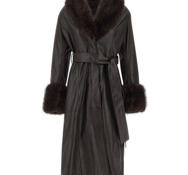 ROTATE Cappotto in pelle con cintura BROWN Donna 