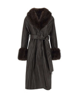 ROTATE Cappotto in pelle con cintura BROWN Donna 