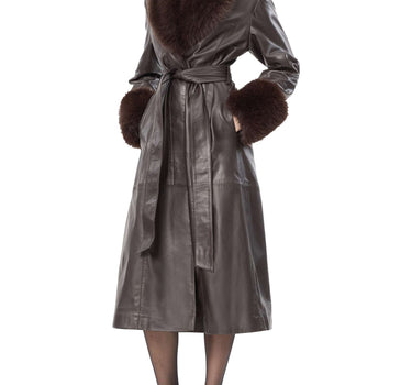 ROTATE Cappotto in pelle con cintura BROWN Donna 
