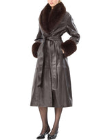 ROTATE Cappotto in pelle con cintura BROWN Donna 