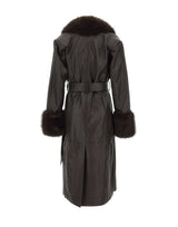 ROTATE Cappotto in pelle con cintura BROWN Donna 