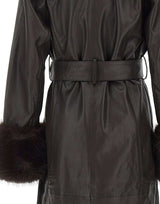 ROTATE Cappotto in pelle con cintura BROWN Donna 