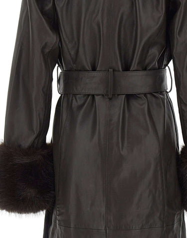 ROTATE Cappotto in pelle con cintura BROWN Donna 