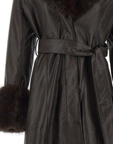 ROTATE Cappotto in pelle con cintura BROWN Donna 